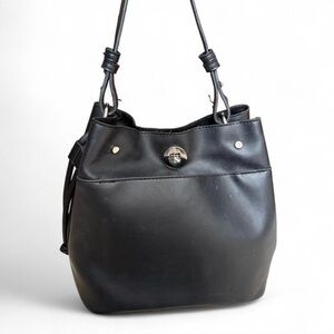 BCBG Black Shoulder Bag with Silver Accents